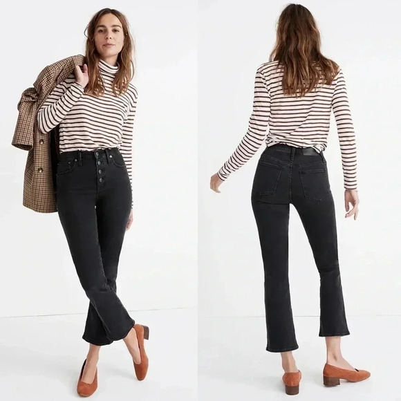 Madewell Cali Demi-Boot Jeans in Bellspring Wash: Button-Front Edition Size 25 - Picture 1 of 9